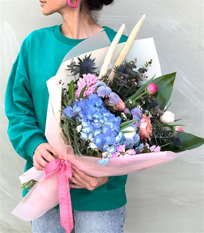 Natalie Soft Bahar Buketi Pembe Mavi Ortanca