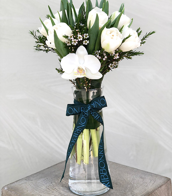White Tulips Vase Arrangement