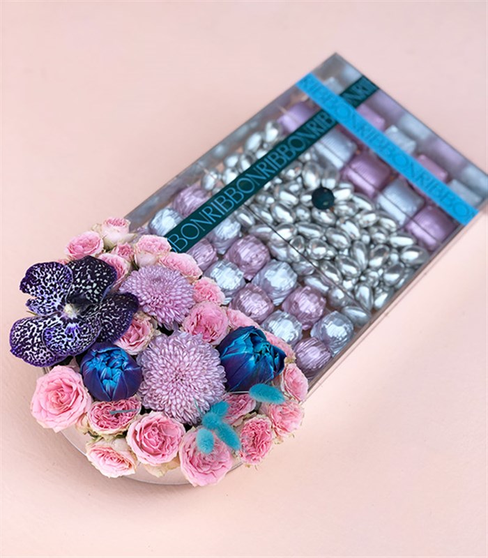 Pembe Silver Grand Deluxe 28Li Badem Draje Çikolata Tepsisi