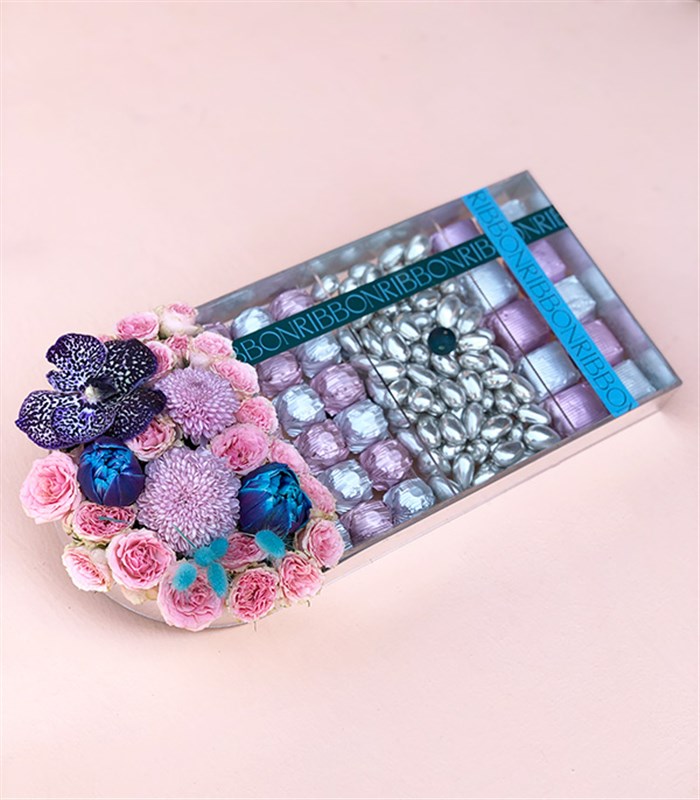 Pembe Silver Grand Deluxe 28Li Badem Draje Çikolata Tepsisi