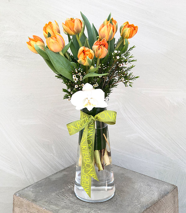 Orange Tulips Vase Arrangement