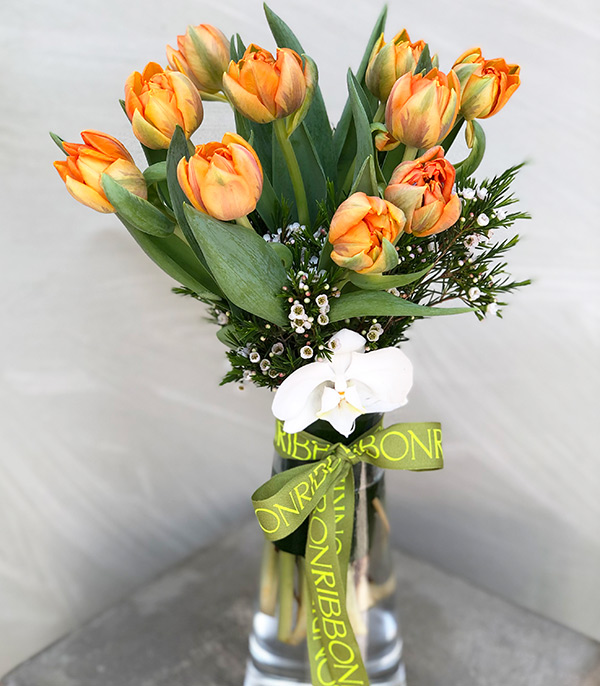 Orange Tulips Vase Arrangement