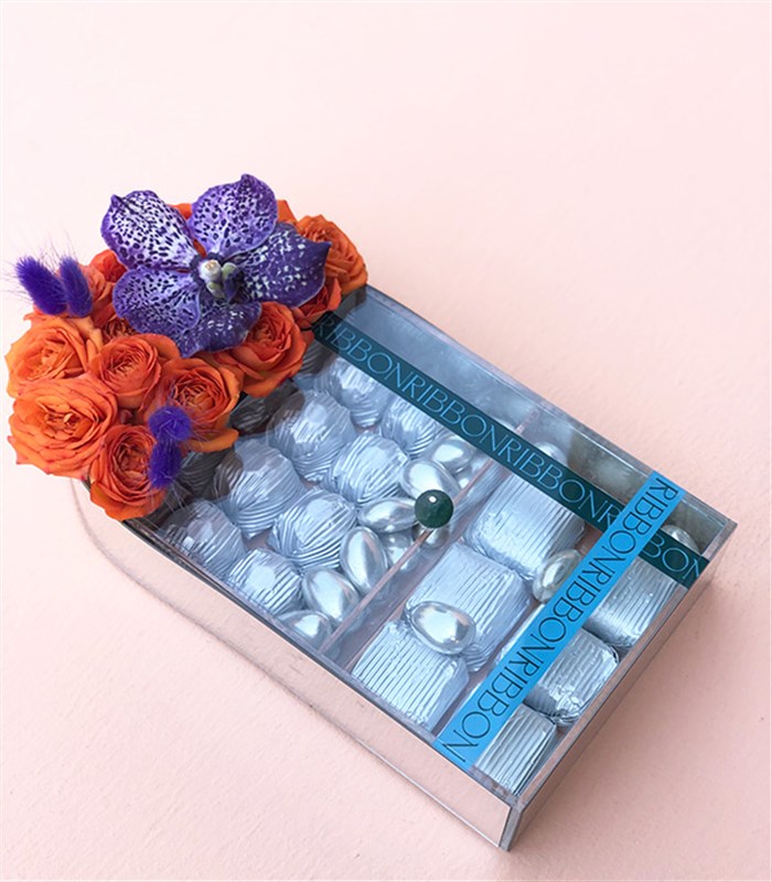 Turuncu Silver Deluxe Badem Draje Çikolata Tepsisi