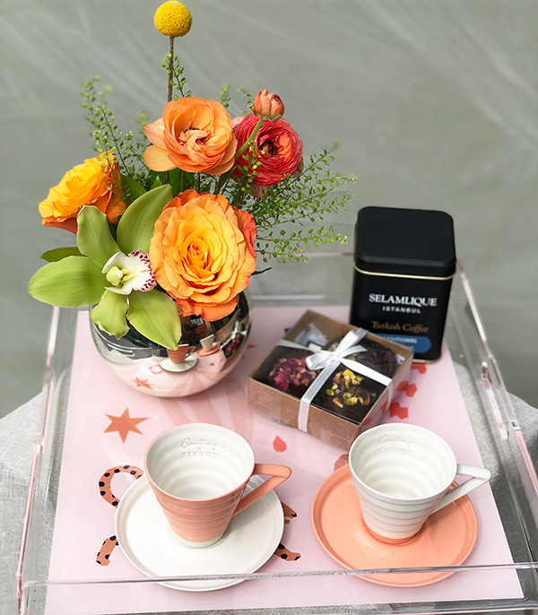 Flower Coffee Gift Set on Tray