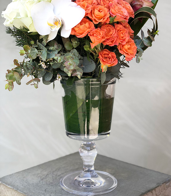 Orange Rose White Rose Vase Arrangement