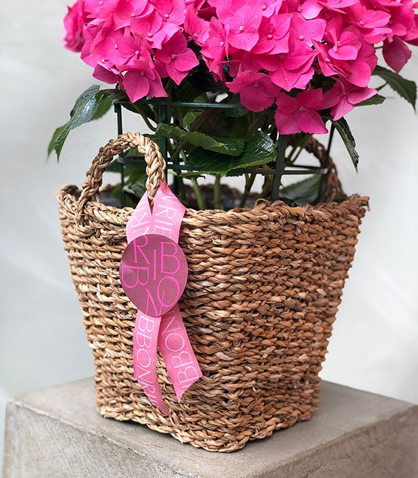 Pink Hydrangea in Wicker Basket