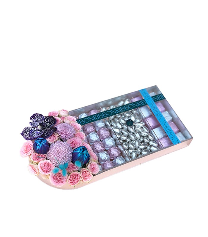 Pembe Silver Grand Deluxe 28Li Badem Draje Çikolata Tepsisi