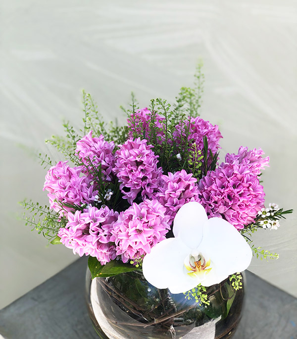 Abella Pink Hyacinth Vase Arrangement