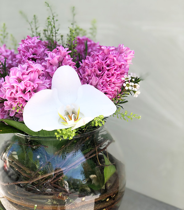 Abella Pink Hyacinth Vase Arrangement