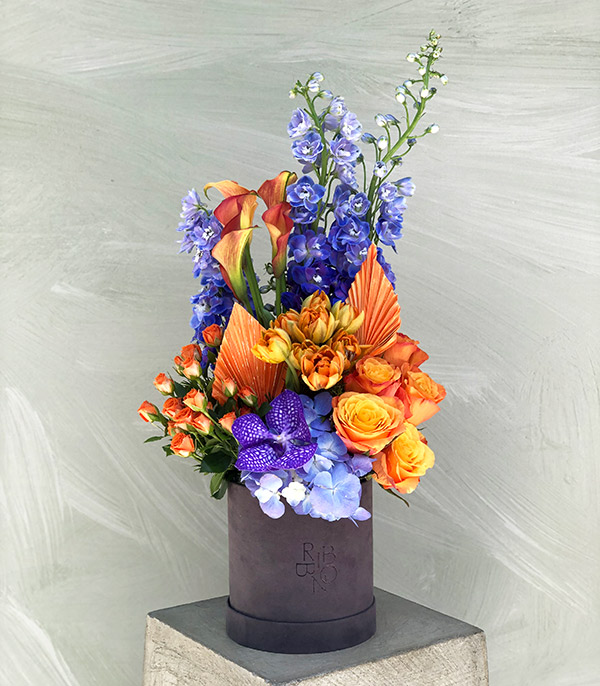 Aimon Grey Box Orange Purple Flowers
