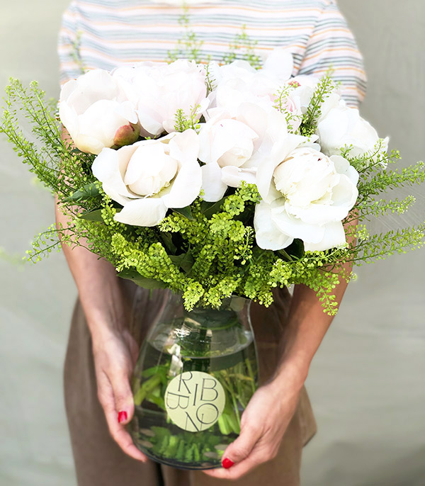 Loretta Deluxe White Peony Vase Arrangement