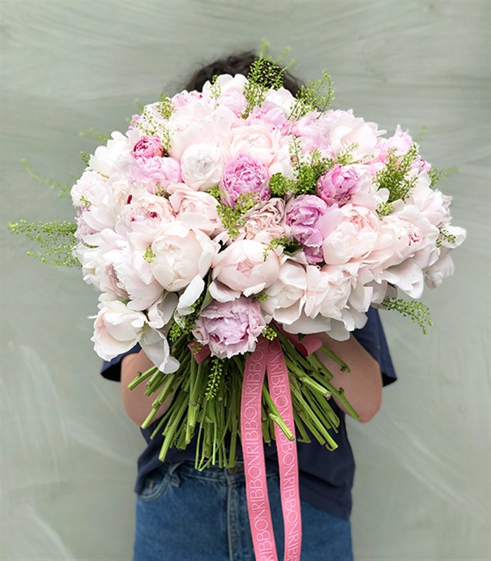 101 Şakayık Buketi Royal Deluxe Pembe Beyaz