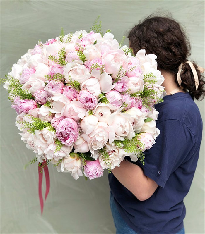 101 Şakayık Buketi Royal Deluxe Pembe Beyaz