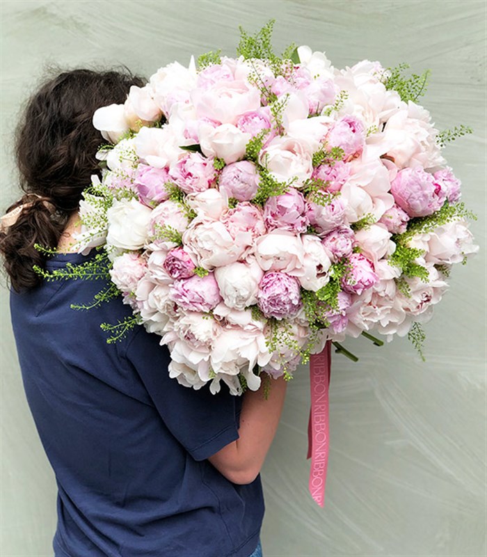 101 Şakayık Buketi Royal Deluxe Pembe Beyaz