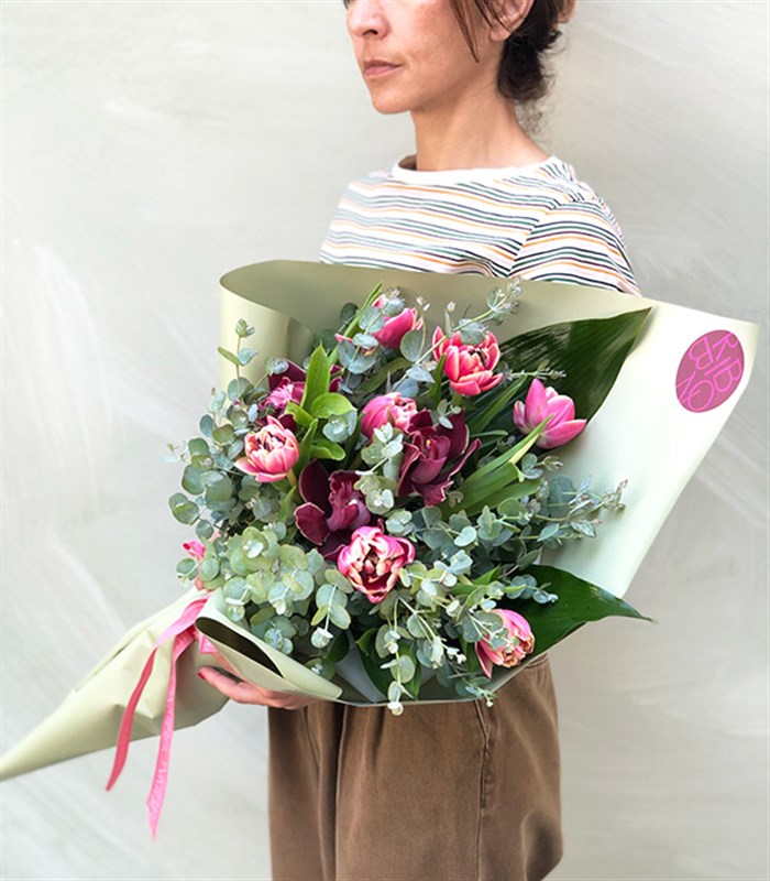 Aisha Okaliptüs Pembe Lale Buketi