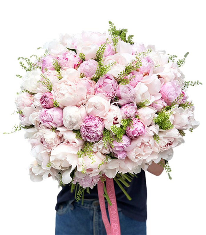 101 Şakayık Buketi Royal Deluxe Pembe Beyaz