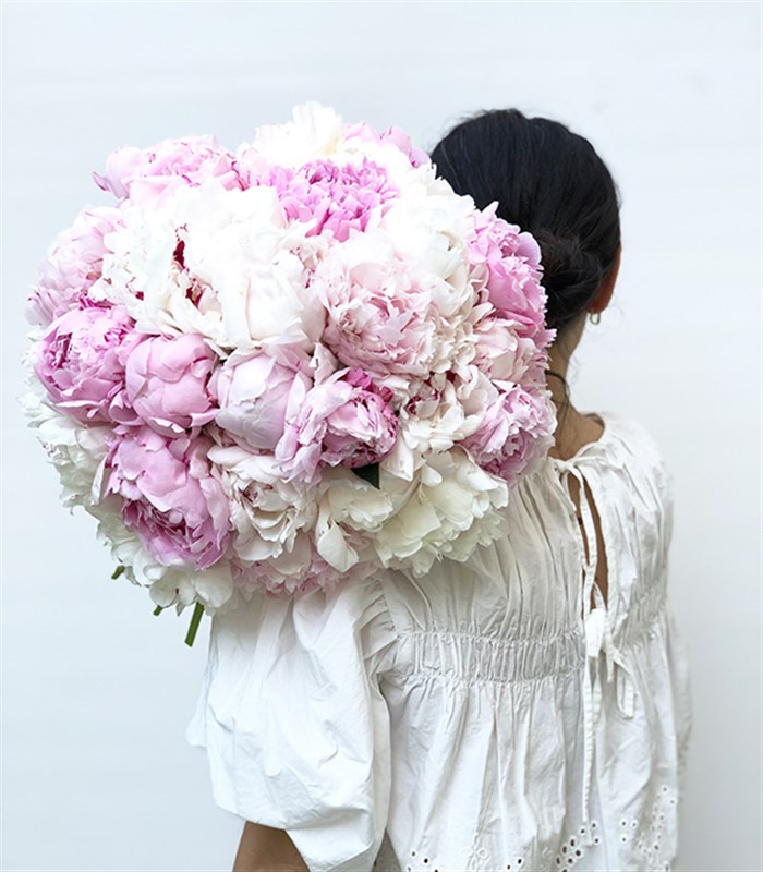 Corinne Grand Deluxe 30 Beyaz Pembe Şakayık Buketi