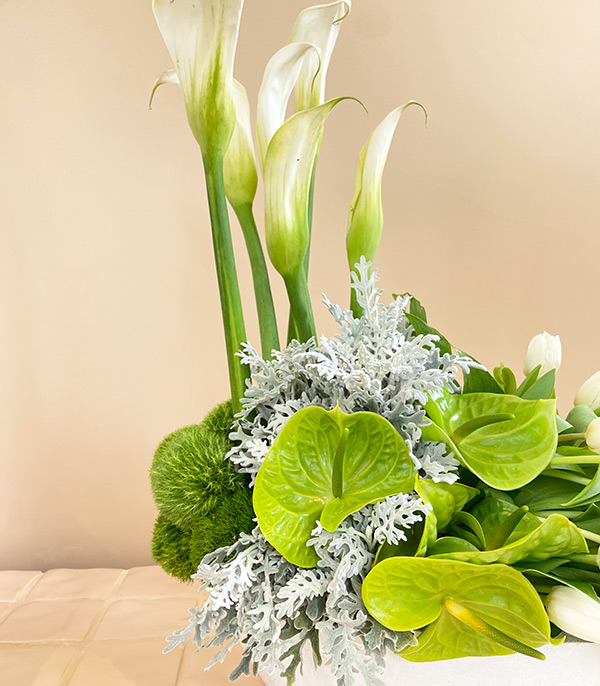 Swan White Tulip Gala Deluxe Concrete Vase Arrangement