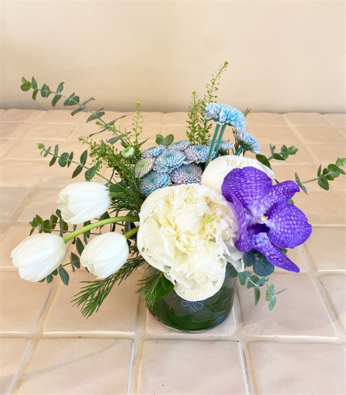 Luca Beyaz Şakayıklı Mini Aranjman