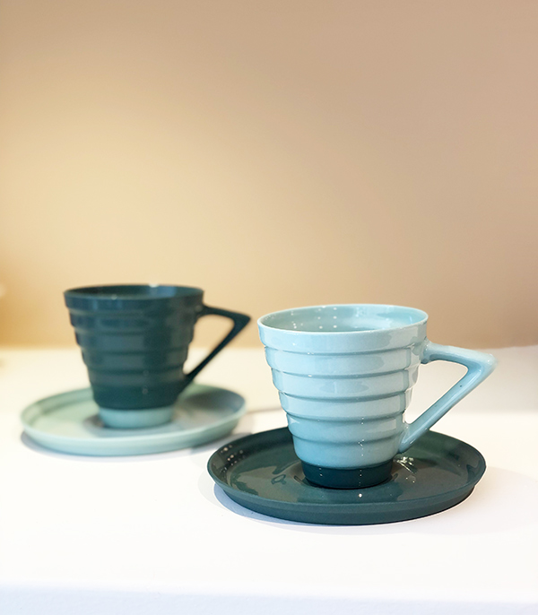 Handmade Porcelain Turkish Coffee Cup Set 2Pcs Green
