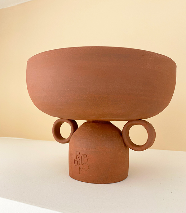 Earthenware Handmade Ceramic Vase with Two Handles
