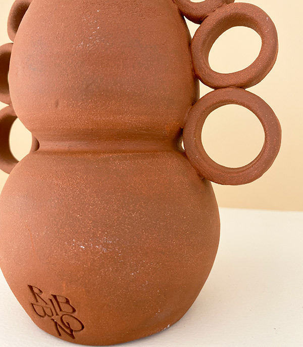 Earthenware Handmade Ceramic Vase with Six Handles
