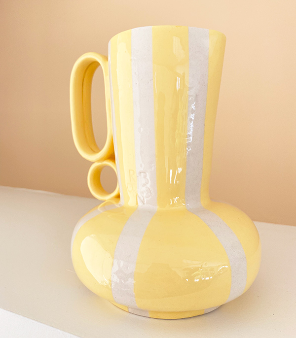 Yellow Handcrafted Ceramic Pitcher Vase