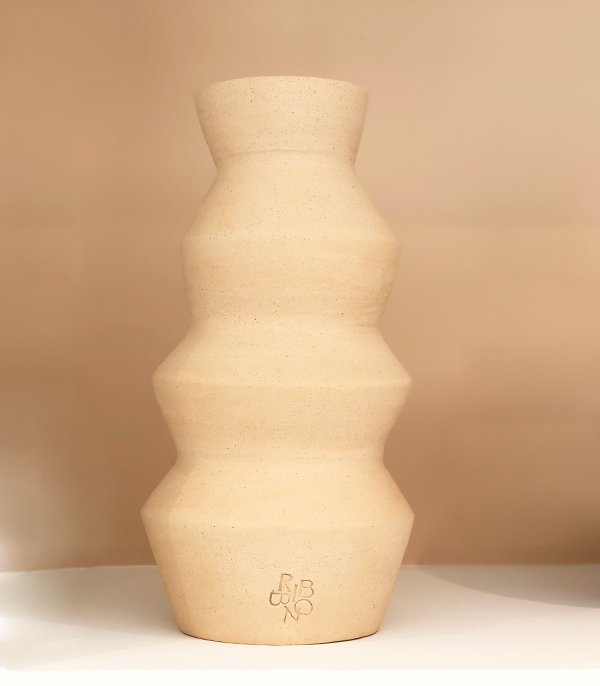 Earthenware Beige Handcrafted Ceramic Vase Set 3pcs