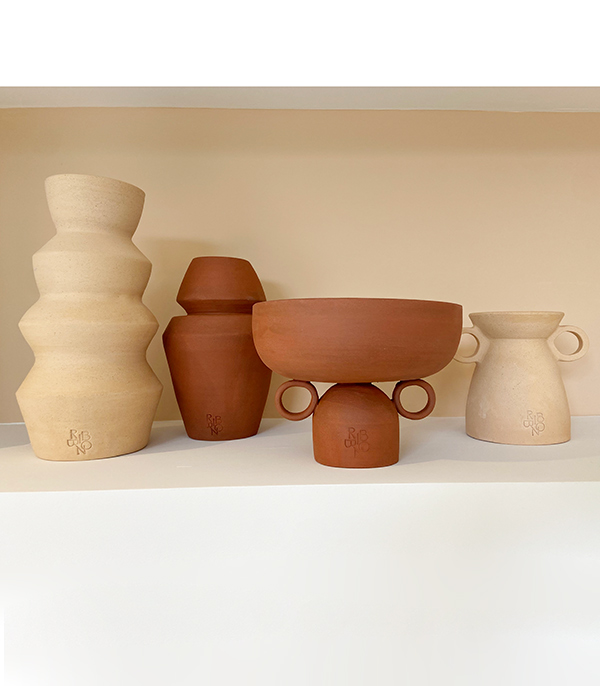 Beige Earthenware Handcrafted Ceramic Vase Set 4pcs