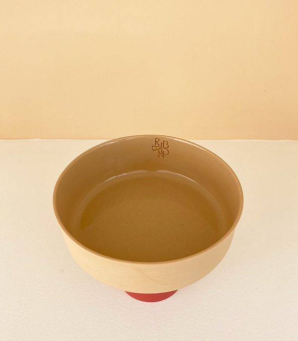 Handmade Porcelain Espresso Cup Serving Bowl Set 2pcs Brick