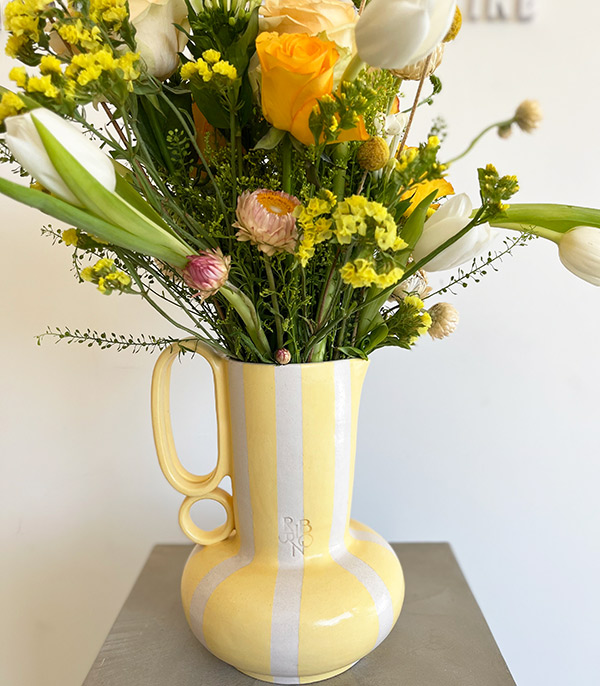 Sunkissed Yellow Handcrafted Ceramic Pitcher Vase Arrangement