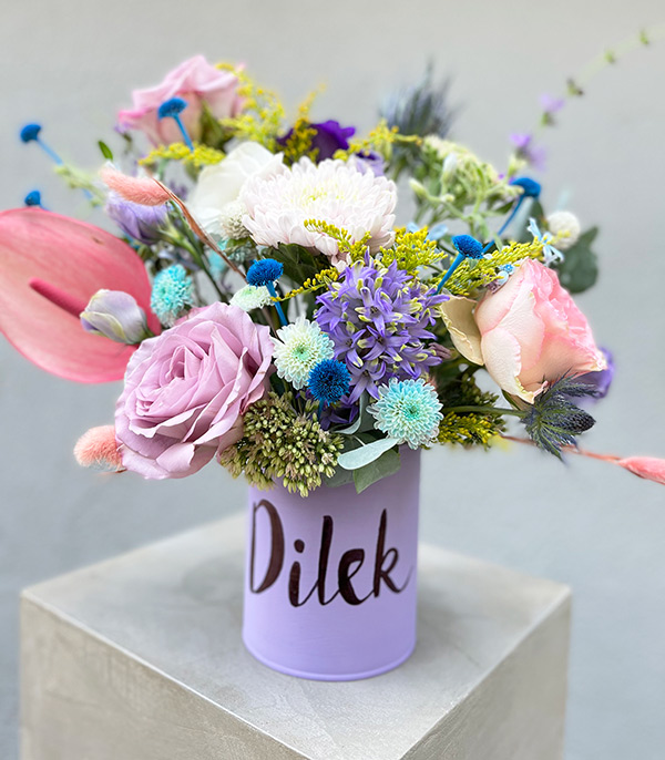 Personalized Vase Lilac Pink Purple Flowers