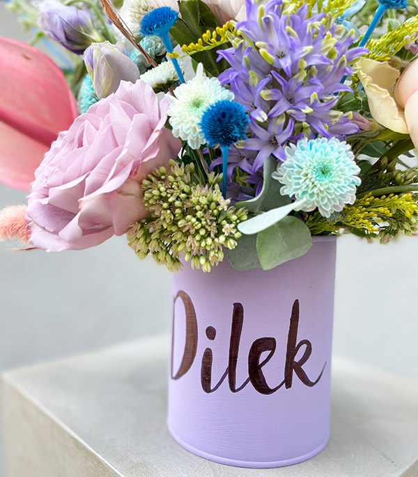 Personalized Vase Lilac Pink Purple Flowers