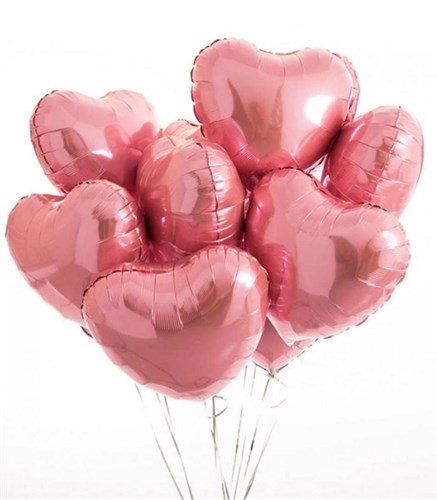 Uçan 10 Kalp Balon Seti Pembe
