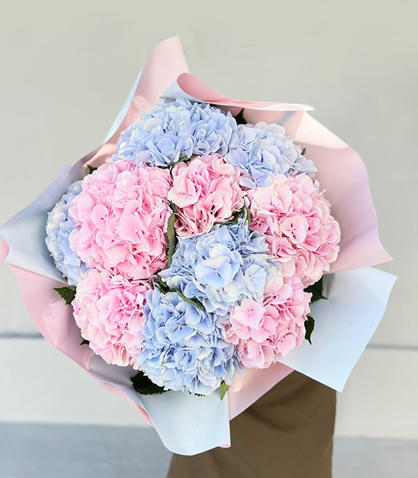 Carroline Grand Pink Blue Hydrangea Bouquet