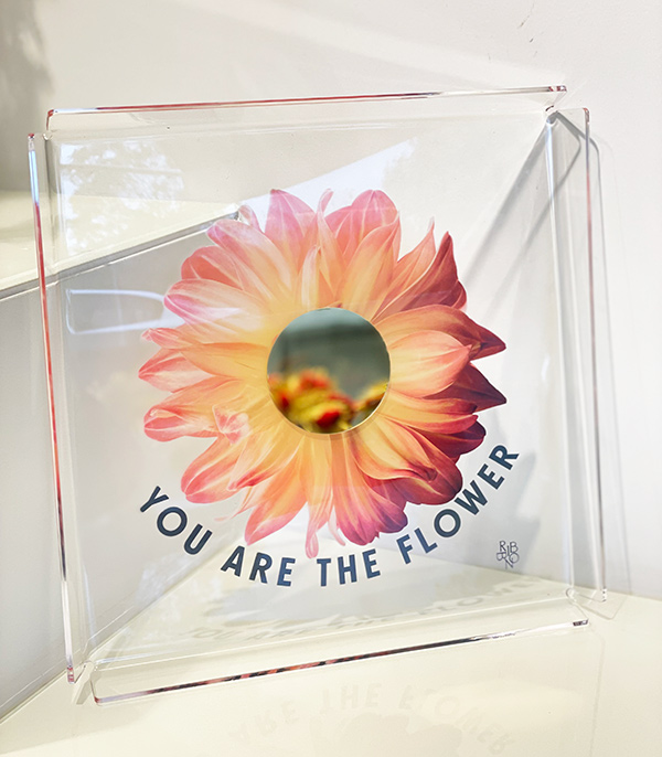 RIBBON You Are The Flower Mirror Tray Coral
