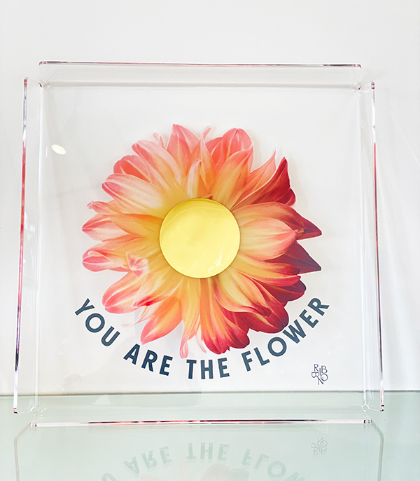 RIBBON You Are The Flower Mirror Tray Coral