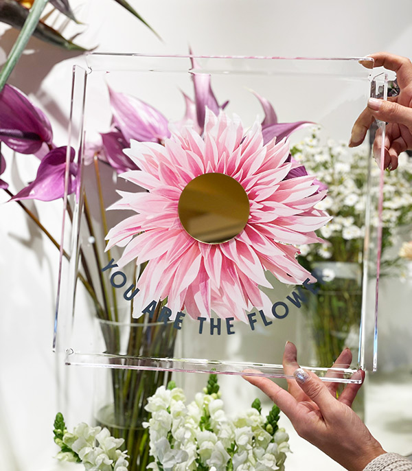 RIBBON You Are The Flower Mirror Tray Pink