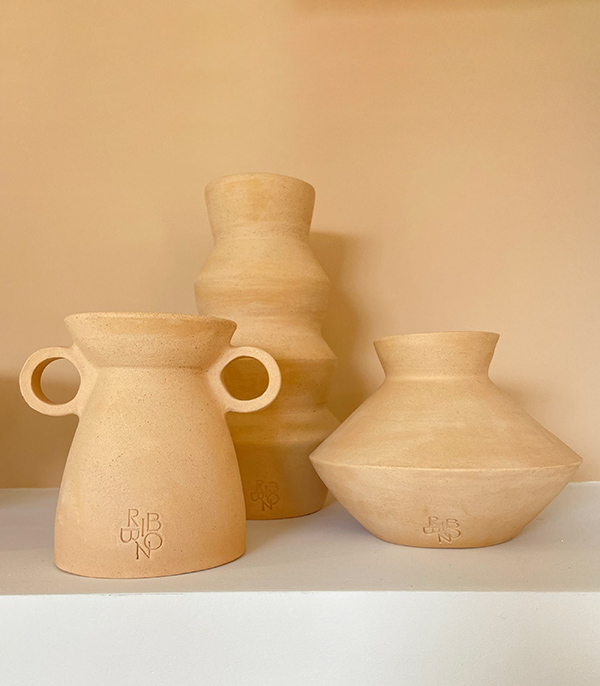 Beige Handcrafted Ceramic Vase Set 3pcs