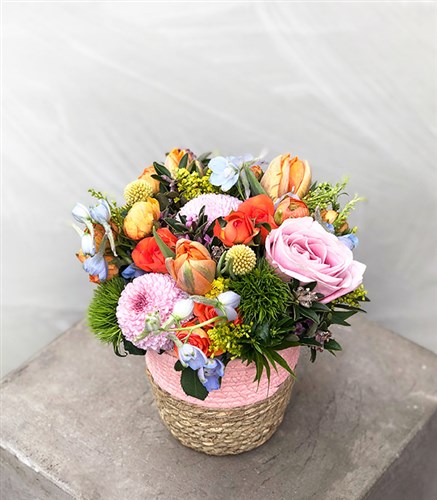 Fayette Colorful Spring Arrangement in Mini Basket