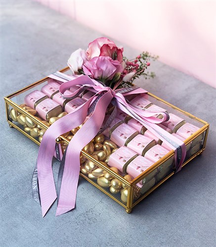 Grand Deluxe Personalized Gold Glass Chocolate Box