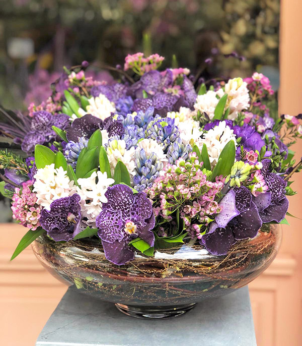 Purple Hyacinth Orchid Arrangement in Grand Vase
