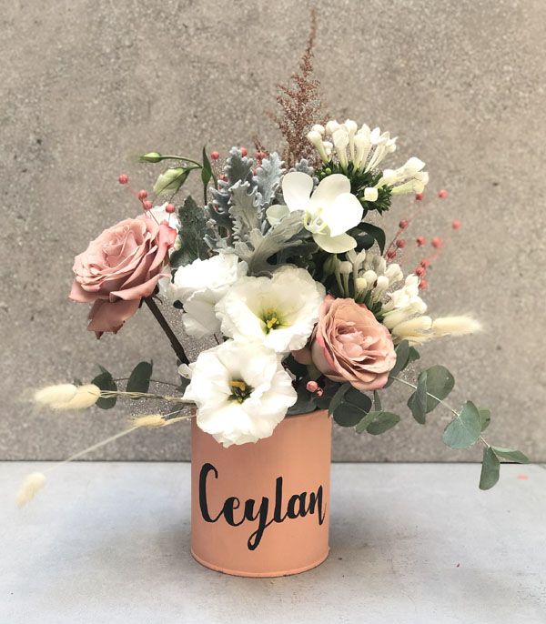 Pastel Flowers in Personalized Vase