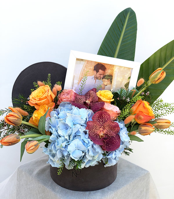 Father's Day Flower in Box with Personalized Photo Framed