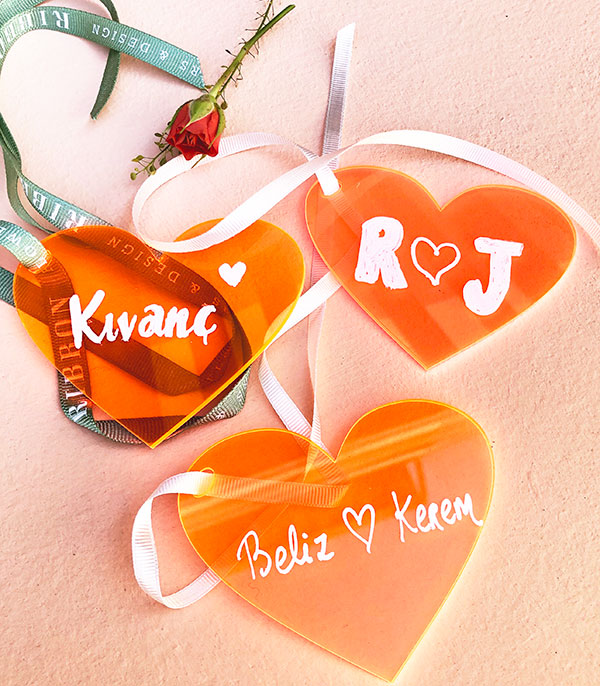 Personalized Name Heart Plexi Orange
