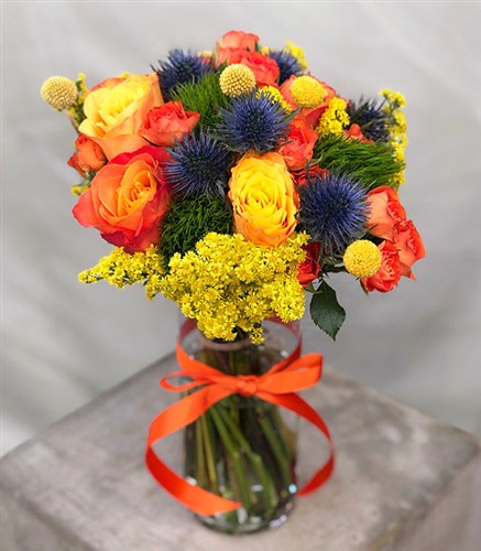 Leonie Orange Flowers Mini Vase Arrangement