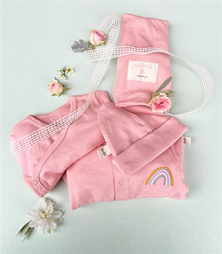 Miela Kids Organic Cotton 4-Piece Pink Newborn Set