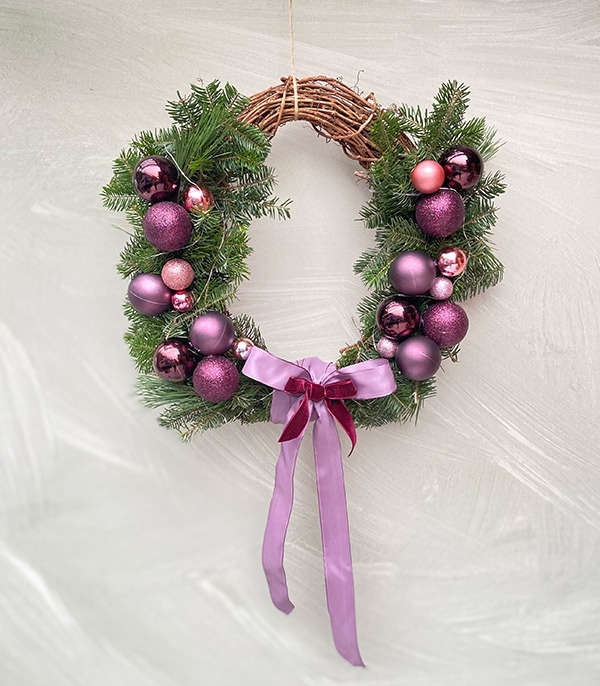 Purple Christmas Door Wreath