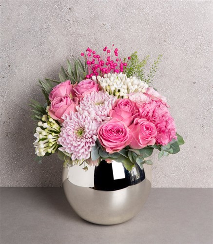 Pink Arrangement in Ball Vase