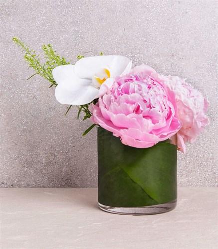 Peony and Orchid in Tiny Vase